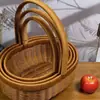 Cesta de Picnic Tejida de Mimbre Sintético con Forma de Lingote, Cesta Portátil para Verduras, Cesta de Mimbre, Cesta para Recoger Champiñones al Aire Libre, Canasta de Regalo, Cesta Tejida
