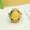 Anillo de Cera de Abeja Amarilla Natural Aiyu Anillo de Ámbar Fábrica de Joyería Venta al por Mayor y Entrega S3122002