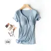 Conjunto de Calça e Blusa de Manga Curta para Maternidade Amamentação Pós-parto Roupas de Resguardo Primavera e Verão Pijamas Gravidez Mamãe Quente Roupas para Casa Atacado