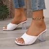 Sandalias de Tacón Cuadrado Casual de Color Sólido de Talla Grande para Verano 2025 Ropa Exterior Venta Directa de Fábrica Comercio Exterior Transfronterizo Calzado para Mujer