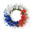 Guirnalda de Ratán para el Día de la Independencia Americana y el Día Nacional Transfronterizo Flores Artificiales Falsas Accesorios Festivos Rojos Blancos y Azules Decoración de Ratán