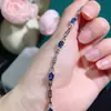 Pulsera de zafiro natural color bueno veta fina plata S925 incrustación Seiko tamaño de la piedra principal 4*6 mm