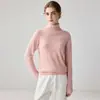 Nuevo suéter de cachemira de cuello alto para mujer, suéter base de punto de cachemira de manga larga, top casual simple de color liso para el día a día