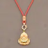 Collar Colgante Ajustable Chapado en Oro con Colgante de Jade y Amuleto de Buda Dorado
