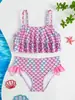 Nuevo Traje de Baño Separado para Niñas de Comercio Exterior, Sirena, Tirantes Finos, Dobladillo con Volantes, Estampado Graduado de Escamas de Pez