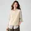 Colete de Tricô de Cashmere Solto Novo Outono/Inverno 2026 para Mulheres, Peça de Roupa Externa Versátil Estilo Coreano
