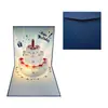 Cartão de Aniversário Estéreo 3D com Música, Luzes, Fogos de Artifício, Design de Bolo, Escultura Criativa de Papel Dobrado, Cartão de Presente para Professores