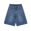 Shorts de Mezclilla Azules Finos de Pierna Ancha, Estilo Casual Nuevo de Verano 2025, Cintura Alta, Adelgazantes, Línea A, Retro para Mujer