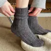Calcetines de lana de punto grueso para mujer, otoño e invierno, forrados de felpa, engrosados, cálidos, calcetines holgados, zapatos japoneses Birkenstock, calcetines largos de color liso