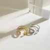 Jingqiao Sentido de Diseño Transfronterizo Anillo de Acero Inoxidable Oro 18K Circonita Clip de Papel Anillo Abierto Lujo Ligero Joyería de Gama Alta