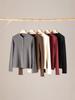 Camisa Henley de Seda de Morera para Mujer Botones Color Sólido Simple Hogar Casual Prenda Base Nueva de Otoño 2025 Top Individual