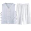 Chaleco sin mangas de lino de verano, pantalones cortos, chaleco fino, abrigo Tang, traje vintage de estilo chino para hombre, camisa de cabeza antigua