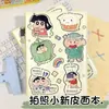 Cuaderno A5 Cubierto de Cuero de Anime Crayon Shin-Chan con Páginas Interiores a Todo Color, Diario de Mano de Aspecto Elegante, Diario Estudiantil