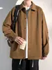 Chaqueta Vintage Suelta para Hombre de Primavera y Otoño con Cuello Waffle, Abrigo Casual Estilo Workwear, Modelo de Temporada Ajustado a la Moda