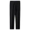Estación europea otoño e invierno grueso caqui avanzado negocios sarga algodón elástico mediana edad holgado recto casual pantalones para hombre