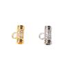 Corrente de Corda para Amuleto Budista Tailandês com Fivela de Engate de Três Vias e Três Tubos Curtos para Pendurar, Tubo Reto com Diamante Zircônia, Fivela Grande para Joias Dourada e Prateada