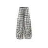 Calças xadrez de estilo descontraído para homens e mulheres, calças casuais de verão com cordão, calças casuais vintage retrô americanas