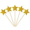 Inserts decorativos para pastel de cumpleaños de papel brillante, estrellas de cinco puntas y corazones, toppers pequeños para decoración de postres de fiesta, 5 piezas