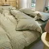 Juego de ropa de cama de cuatro piezas de algodón puro cepillado Clase A, ropa de cama de algodón de alta gama, funda de edredón gruesa, juego de tres piezas para estudiantes, sábana plana y sábana bajera