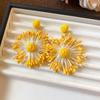 Primavera y verano nuevos aretes redondos de estrella de flor tejidos a mano aretes pequeños frescos para vacaciones aretes de moda exagerados
