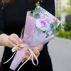 Día de San Valentín Chino Ramo de Flores de Lana Rosa para Niñas, Amigas, Esposas, Mejores Amigas, Regalos de Cumpleaños, Recuerdos