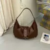 Bolsa de mão retrô de alta qualidade transfronteiriça, bolsa de bolinho da moda, grande capacidade, para garota de moto de alta qualidade, casual, versátil, de ombro único, sob o braço