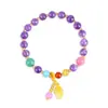 Pulseira Natural Roxa Estilo Chinês Cristal Círculo Único Pulseira de Ametista Pingente Par Joias Doces Pequeno Presente para Homens e Mulheres