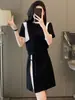 Traje Casual de Moda Estilo Coreano para Mujer 2026 Verano Personalidad Única Patchwork Camiseta de Manga Corta Faldita Adelgazante Conjunto de Dos Piezas Tendencia