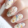 Armadura de Vestir blanco cremoso Oval Color Flor Conejito Lindo Estampado Decorativas Removibles Uñas Postizas