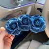 Pinza para el pelo de flor de rosa de alta gama azul denim retro Pinza de plátano Ambiente Ins Tiburón en la parte posterior de la cabeza