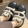 Zapatos de Algodón para Exteriores con Suela Gruesa para Mujer, Zapatillas de Algodón Cálidas de Invierno Forradas de Felpa con Velcro, Zapatos de Conejo de Dibujos Animados