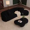 Sofá Negro Vintage para Apartamentos Pequeños, Diseño Curvo de Moda para Área de Descanso de Tienda de Ropa, Recepción, Oficina de Lujo Ligero y Sala de Estar