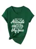 Assim que eu fico com uma atitude Camiseta Casual de Moda Feminina com Decote V de Manga Curta Amazon eBay Estação Independente