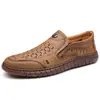 Sandalias Transfronterizas para Hombre, Talla Grande 2026 Modelo Nuevo, Zapatos Transpirables Perforados de Cuero Genuino, Zapatos Casuales de Cuero Huecos para el Día a Día