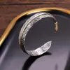 Pulseira Retro Yuhong Abertura Personalidade Retro Desgastado Grama Tang Pena Pulseira Masculina Feminina Venda Direta de Fábrica