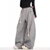 Pantalones Deportivos Retro Americanos Nuevos para Mujer Primavera y Otoño, Pantalones Curvos de Pierna Ancha Holgados, Pantalones de Chándal Casuales, Pantalones Rectos de Longitud Completa