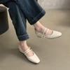 Sapatos Prateados de Boca Rasa Femininos Primavera e Outono Novos Estilo Coreano Estilo Francês Elegante Estilo Fada Gentil Para o Trabalho Salto Grosso Sapatos Mary Jane