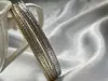 Pulsera Ancha de Acero de Titanio para Mujer Transfronteriza Europea y Americana con Circonita de Acero Inoxidable Microincrustada con Diamantes Pulsera de Moda y de Gama Alta