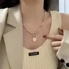 Accesorios de Joyería Transfronteriza Europea y Americana Versátil Collar con Colgante de Corazón de Perla Joyería para Mujer Aleación Retro Apilada Cadena para Clavícula