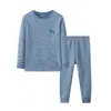 Conjunto de Ropa Interior Térmica para Niños Doble Cara de Felpa Ropa de Otoño para Niños Pantalones Terciopelo de Nieve para Niños Mayores Conjunto de Pijama para Niñas