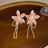 Brinco Colar de Flor com Franja de Cristal e Pérola Prata Super Fada Estilo Férias na Praia Conjunto de Joias de Nicho de Alta Qualidade
