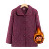 Roupas para Nova Avó Outono Inverno Jaqueta Quente com Veludo Plus Size Roupas para Mulheres de Meia-Idade Gola Lapela Retrô Top Plus Size