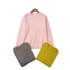 Suéter de punto de marca de moda de comercio exterior transfronterizo de Amazon MAX original con cuello en V de color sólido color dopamina de cuello redondo para mujer