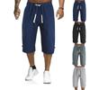 Comercio Exterior Transfronterizo Verano Nuevo Pantalones Capri Casuales de Color Sólido para Hombre Algodón y Lino Cordones Hebilla en la Pierna Pantalones Casuales para Hombre