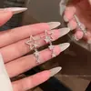 Pendientes de Borla con Estrella de Zircón Super Brillantes Estilo Coreano para Mujer, Pendientes Elegantes de Lujo Ligero de Nicho de Gama Alta, Impresionantes Accesorios para Orejas