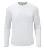 Tamanho europeu, absorvente de suor, secagem rápida, antibacteriano 7A, resistente a UV, tecido canelado 100% poliéster, camiseta esportiva de manga longa profissional
