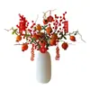 Flor de Romã Arranjo de Flores Artificiais Buquê de Flores Secas Frutas Vermelhas Fruta da Fortuna Sala de Estar Decoração de Ano Novo Arranjo Floral