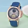 Dropshipping Forsining Esqueleto Completo Correa de Cuero Genuino Impermeable Reloj Mecánico Automático para Hombre Reloj para Hombre