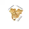 Anel Cruzado Europeu e Americano com Zircônia Microincrustada Coração Borboleta Banhado a Ouro 18K Aço Inoxidável Aberto Ajustável para Acessórios Femininos