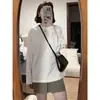 Camiseta Coreana Cómoda para Mujer Primavera 2026, Camiseta Básica Versátil de Manga Larga, Corte Holgado, Hombro Normal, Top de Cuello Redondo